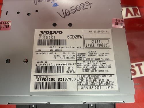 2007-2009 Volvo XC90 AM-FM Radio with Single Disc CD 31260536 VO122AU - Thumbnail 5