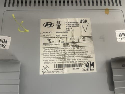 HYUNDAI SANTA FE CD Player Radio MP3 Model A200 CMLXM OEM 96180-0W000 HY221U - Thumbnail 6