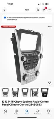 2012-2015 CHEVY EQUINOX Audio Radio Control Panel AC Opt C67 23450883 OEM GM180U - Thumbnail 4