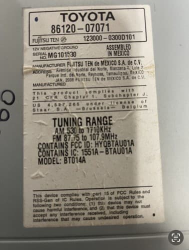 05 06 07 08 09 2010 11 TOYOTA Avalon JBL Radio 6 MP3 CD Player 11824 OEM TO104U - Thumbnail 4