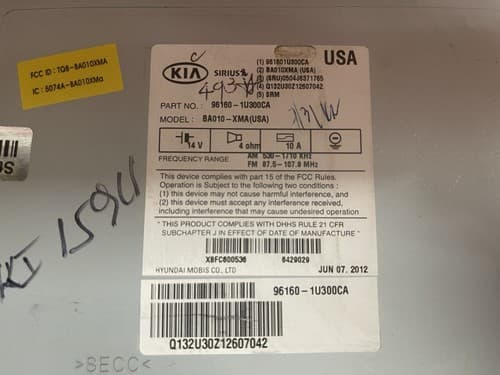 12 13 Kia Sorento Radio CD Player Bluetooth Sirius MP3 Touchscreen Stereo UVO - Thumbnail 7