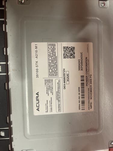 2010-12 Acura RDX AM FM Aux 6 CD Player 39100-STK-A210-M1 Option 3BR3 AC139U - Thumbnail 4