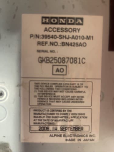 2006-2008 HONDA PILOT GPS NAVIGATION DVD ROM DRIVE W/CODE 39540-S9V-A610 HO105AU - Thumbnail 4