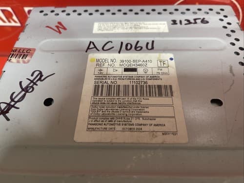 2004 2005 2006 ACURA TL 6 DISC RADIO/DVD/NAV/SAT ELS IT82 39100-SEP-A410 AC106U - Thumbnail 5