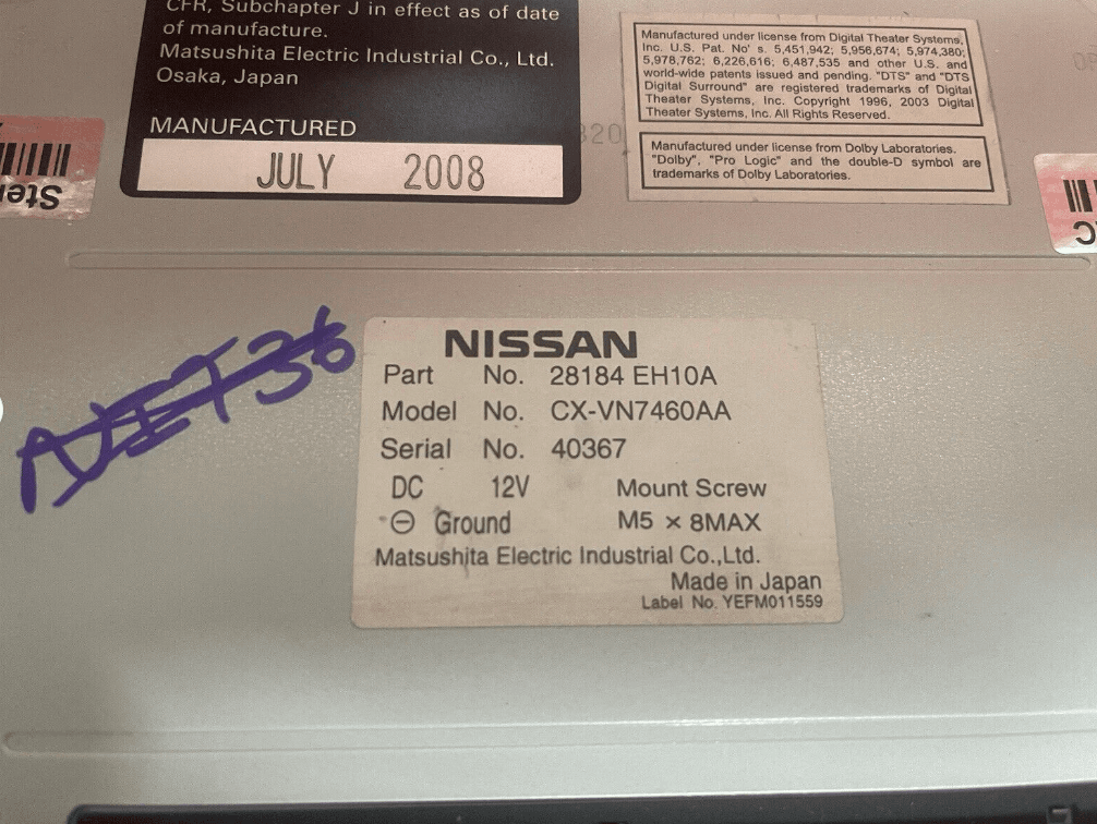 2006-2010 INFINITI M35 CONSOLE ENTERTAINMENT DVD PLAYER 28184-EH10A OEM NI216AU - Thumbnail 5