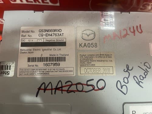 2009-10 Mazda 6 AM FM MP3 Receiver 6 CD Player Model Number GS3N669RXD OEM MA124 - Thumbnail 5