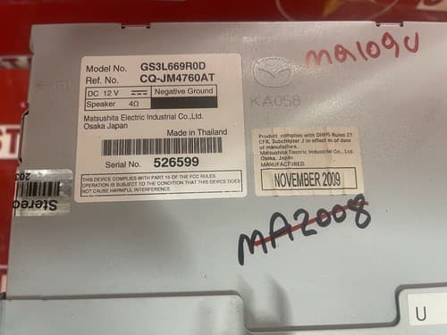 2009-2010 Mazda 6 Radio AM FM Single Disc CD Player GS3L669R0D JM4760AT MA109U - Thumbnail 5