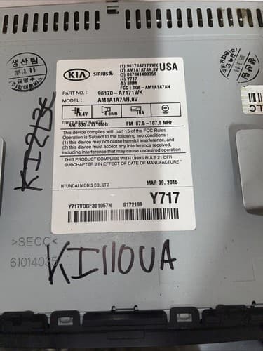 2014 - 2016 Kia Forte OEM Single CD AM FM SAT Bluetooth Radio Receiver KI110Au - Thumbnail 4