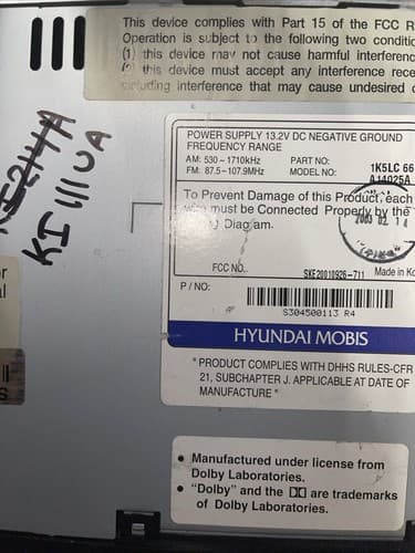 2002-2005 Kia Sedona CD Tape Player AM FM Radio Stereo P/N 1K5LC 66 860 KI111AU - Thumbnail 5