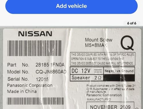 2010 Nissan Cube AM FM Disc CD MP3 Player Aux 281851FN0A Face PY01G NI103U - Thumbnail 3