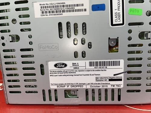 2016 Ford Fusion AM FM CD Player Radio Receiver OEM FS7T-19C107-YB FO184AU - Thumbnail 5