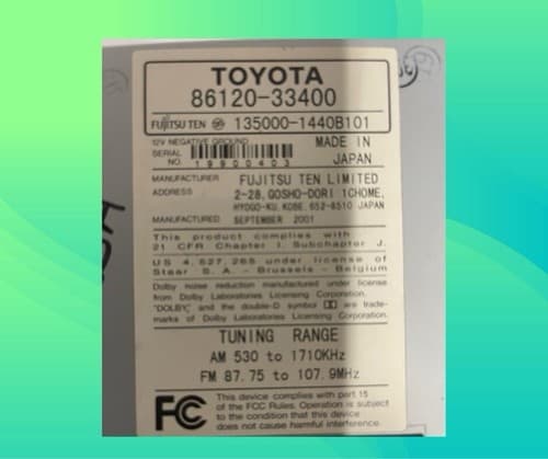 02-04 TOYOTA Camry JBL Navigation Radio CD Tape Player Display 17001 OEM TO109U - Thumbnail 5