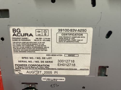 05 06 ACURA MDX Navigation System Radio 6 CD Player 39100-S3V-A250 AC105ABU - Thumbnail 5