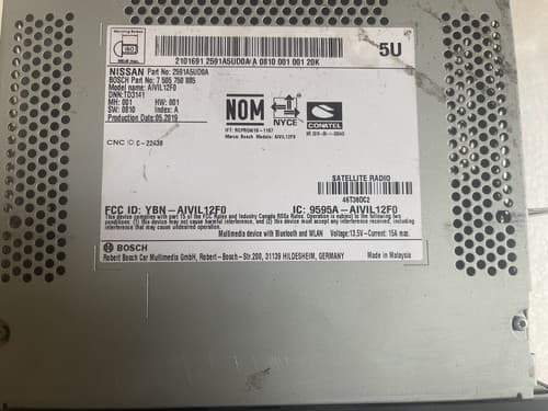 2018 2019 2020 Nissan Sentra Versa Carplay OEM Bosch Radio 2591A5UD0A NI149U - Thumbnail 4