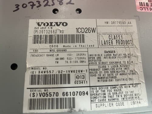 2007 Volvo OEM XC90 136kW 2400cm3 Radio/CD/DVD/head unit 30732582AD OEM VO134U - Thumbnail 6
