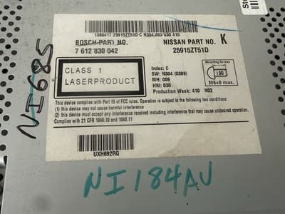 Nissan JUKE CUBE Navigation Radio CD Player AUX USB XM Rockford Fosgate NI184AU - Thumbnail 7