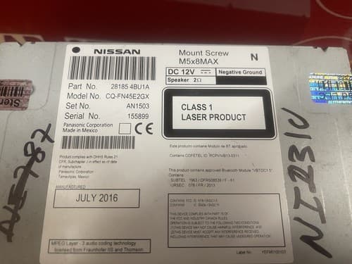 2015-2016 Nissan Rogue Am Fm XM Satellite Cd Player Radio Receiver NI231U - Thumbnail 4