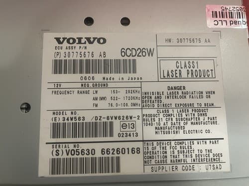 2007-14 Volvo XC90 OEM Radio Receiver AM-FM-6CD Player 30775676 AB V0114U - Thumbnail 5