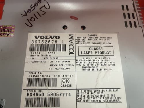 2005 - 2009 VOLVO SERIES 50 V50 T5 Audio Radio CD Player 30752578-1 VO115U - Thumbnail 4