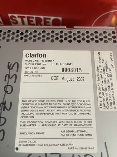 06-08 SUZUKI Grand Vitara XM Satellite MP3 Radio 6CD W/Climate CLCC03 SUZ117U - Thumbnail 5