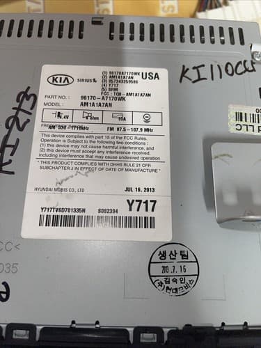 2014 - 2016 Kia Forte OEM Single CD AM FM SAT Bluetooth Radio Receiver KI110CU - Thumbnail 4