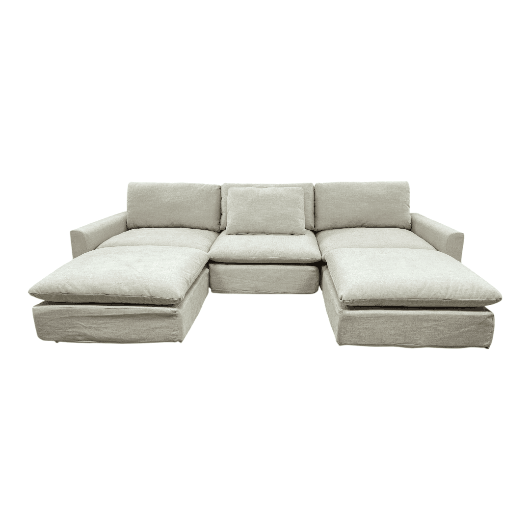 Burrow Russet 4-Piece Reversible Chaise Sectional with Ottoman - Thumbnail 4