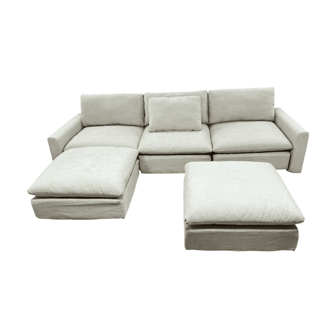 Burrow Russet 4-Piece Reversible Chaise Sectional with Ottoman - Thumbnail 3