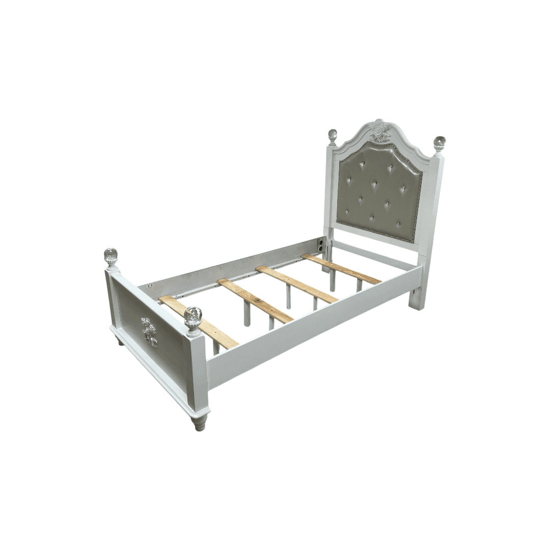 Furniture of America Twin White Wood Tufted Panel Bed with Headboard - Thumbnail 8