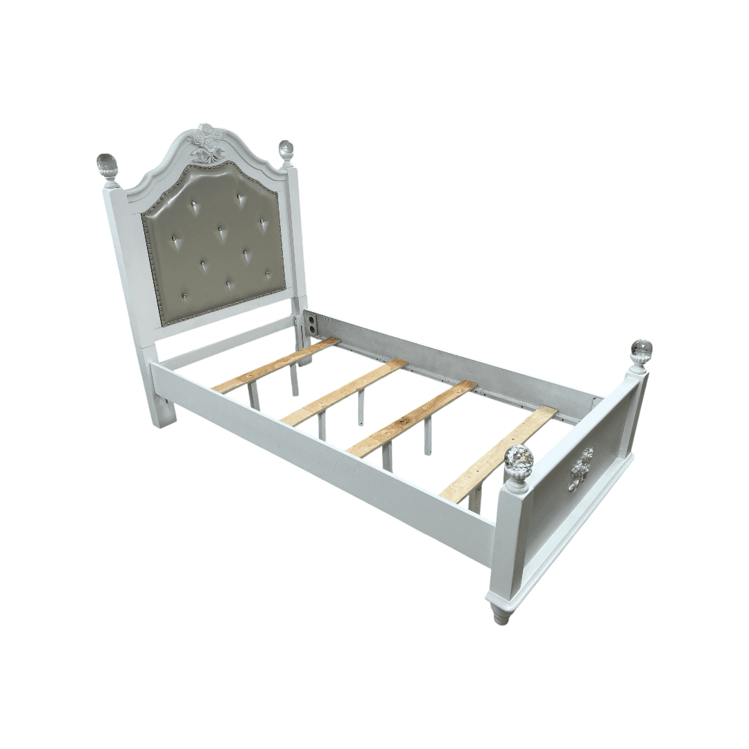 Furniture of America Twin White Wood Tufted Panel Bed with Headboard - Thumbnail 9