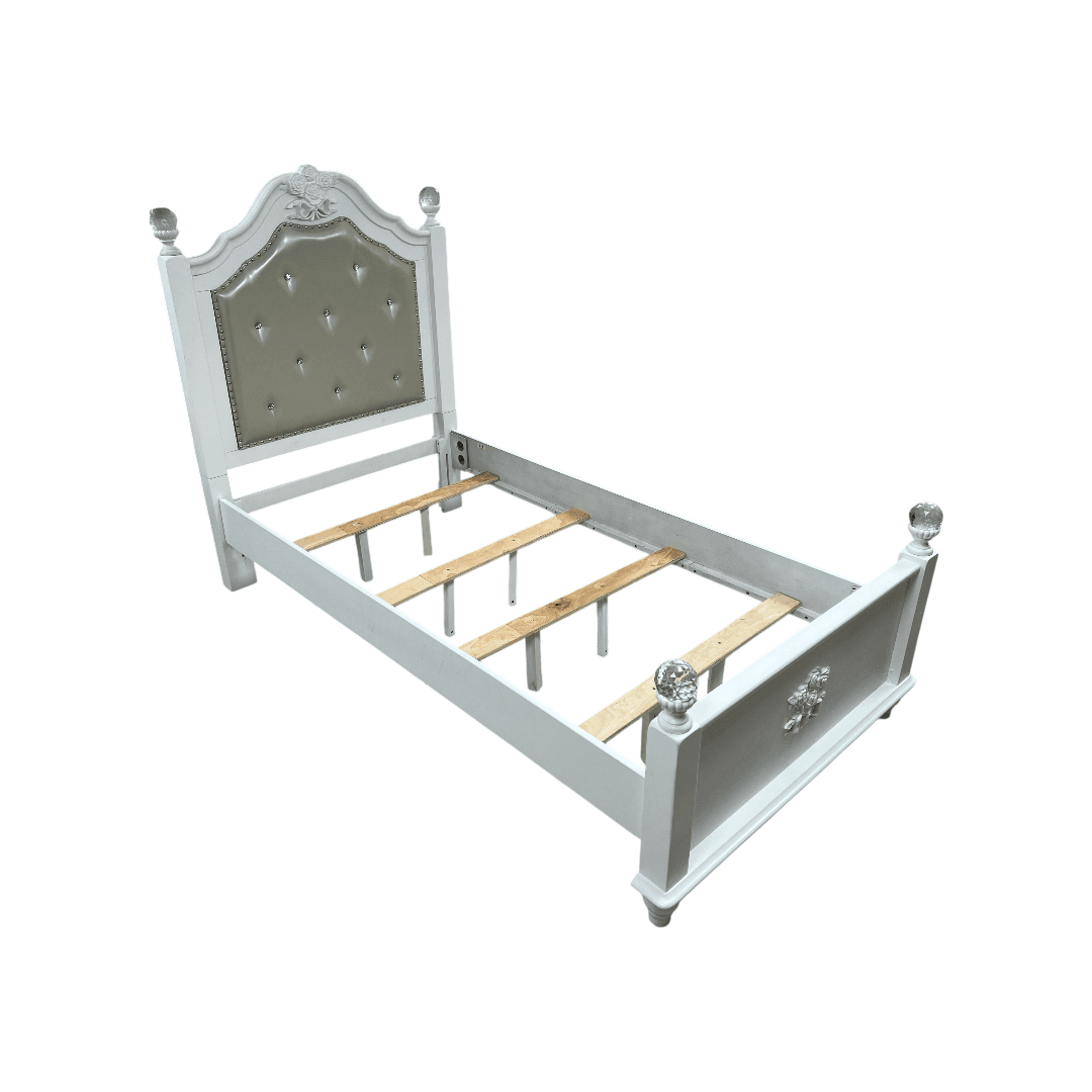 Furniture of America Twin White Wood Tufted Panel Bed with Headboard - Thumbnail 11