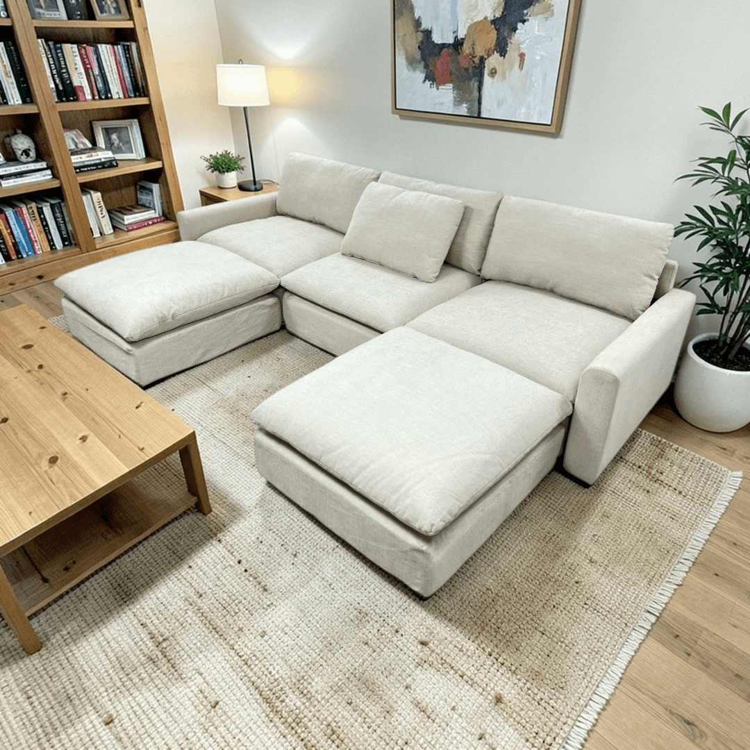 Burrow Russet 4-Piece Reversible Chaise Sectional with Ottoman - Image 1