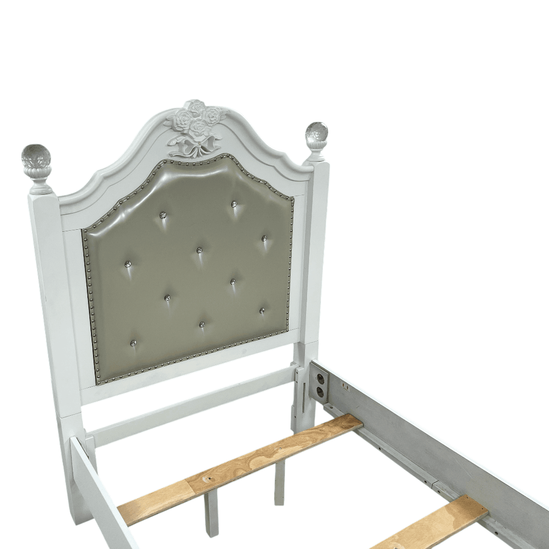 Furniture of America Twin White Wood Tufted Panel Bed with Headboard - Thumbnail 14