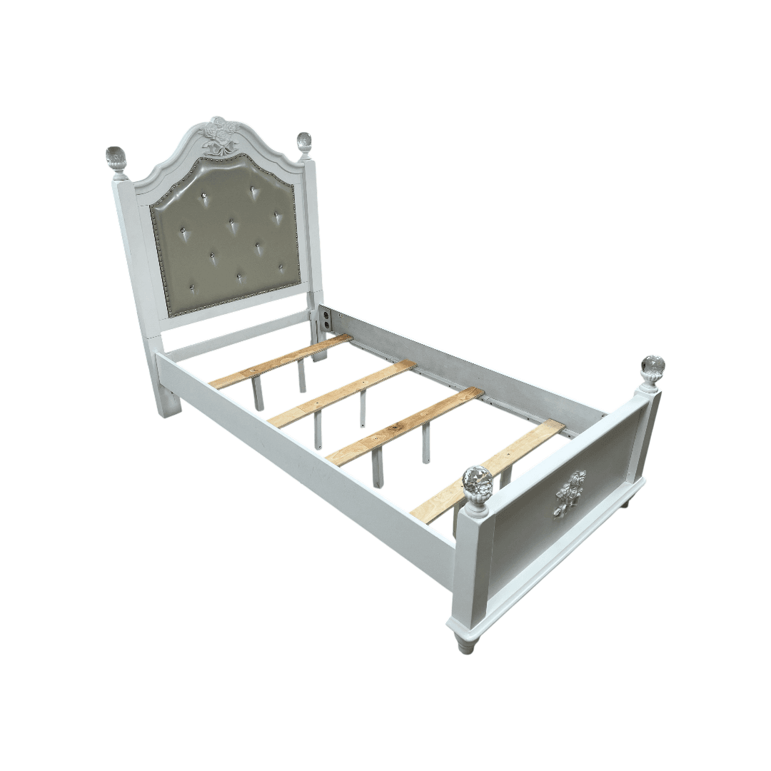 Furniture of America Twin White Wood Tufted Panel Bed with Headboard - Thumbnail 10