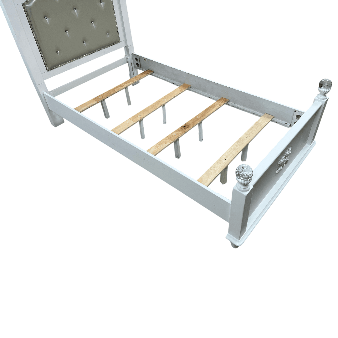 Furniture of America Twin White Wood Tufted Panel Bed with Headboard - Thumbnail 15