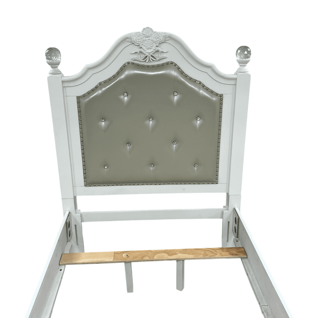 Furniture of America Twin White Wood Tufted Panel Bed with Headboard - Thumbnail 13