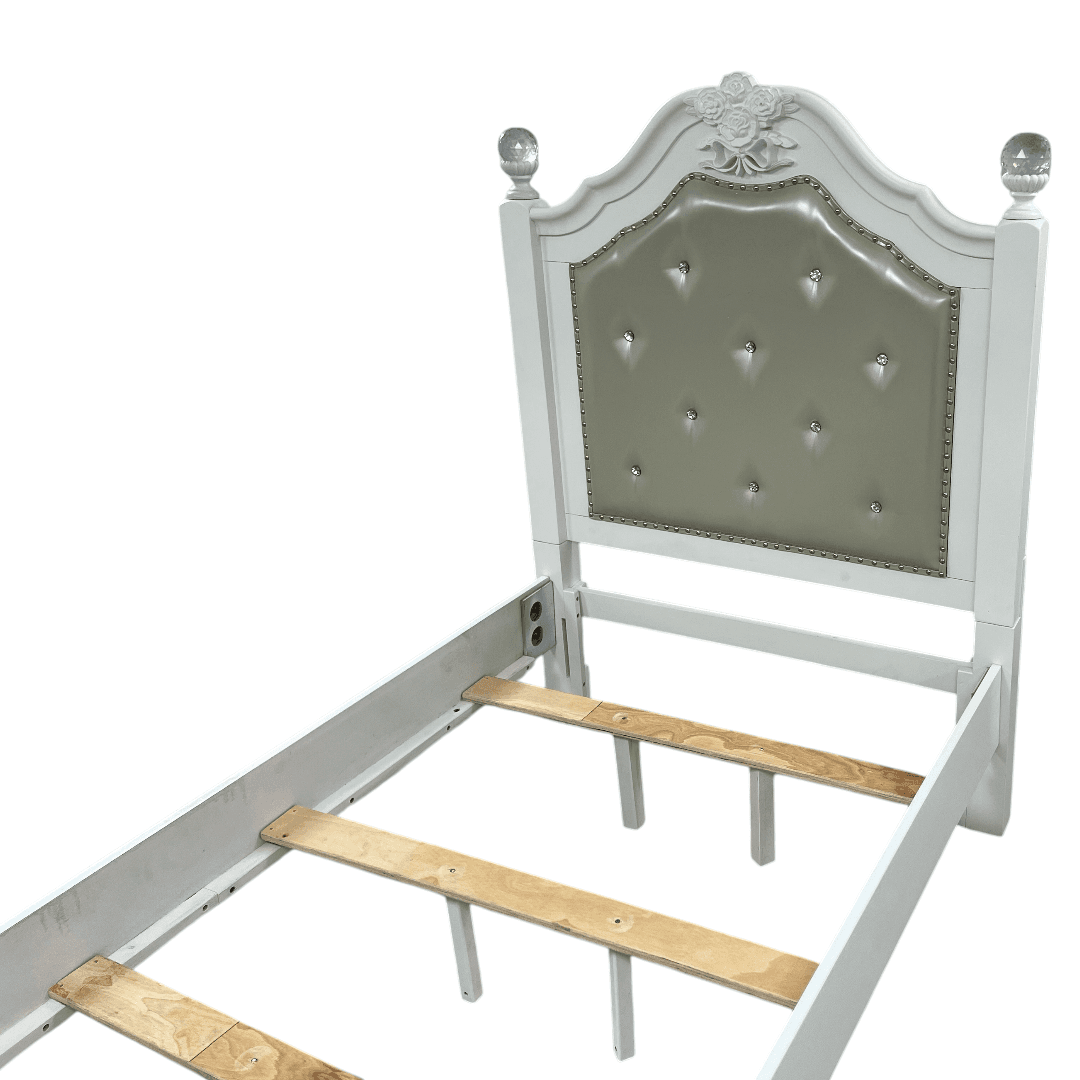 Furniture of America Twin White Wood Tufted Panel Bed with Headboard - Thumbnail 12