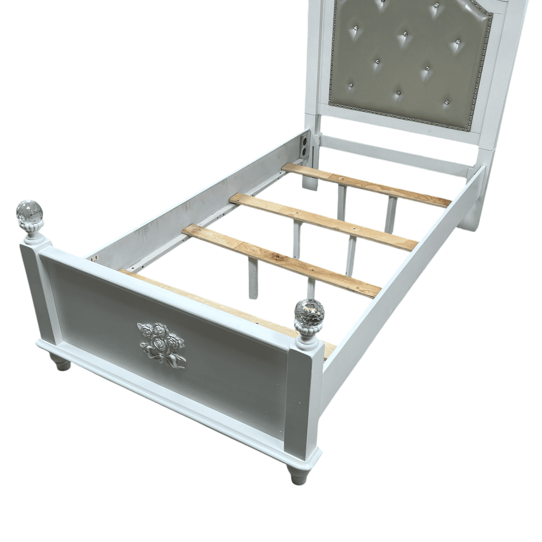 Furniture of America Twin White Wood Tufted Panel Bed with Headboard - Thumbnail 17