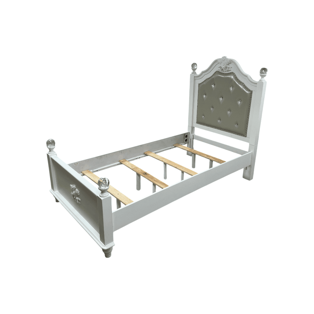 Furniture of America Twin White Wood Tufted Panel Bed with Headboard - Thumbnail 7