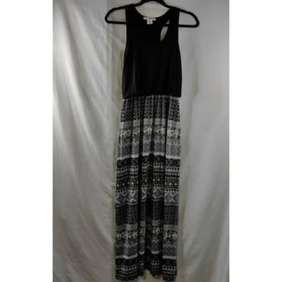 Derek Heart Black White Patterned Maxi Dress Racerback Tank Top Boho S - Image 1