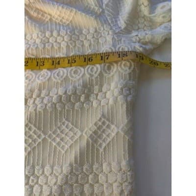 AUW Lace Long Sleeve Sheath Dress Scoop Neck Cream Womens Size Medium - Thumbnail 7