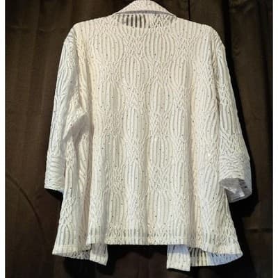 Pretty Woman White Mesh Sequins Rhinestones Jacket Top Set 1XL - Thumbnail 2