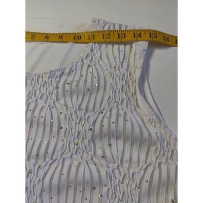 Pretty Woman White Mesh Sequins Rhinestones Jacket Top Set 1XL - Thumbnail 6