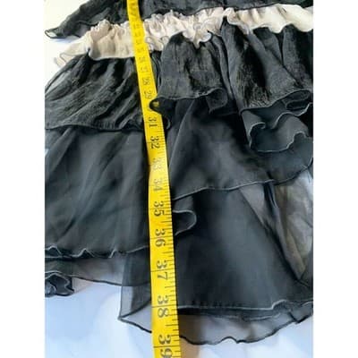 Rachael Chloe Black Beige Ruffled Rose Corset Dress Size S - Thumbnail 9