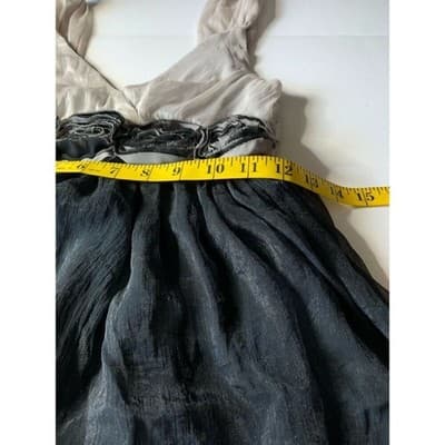 Rachael Chloe Black Beige Ruffled Rose Corset Dress Size S - Thumbnail 8