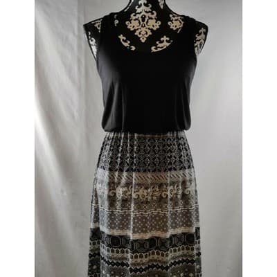 Derek Heart Black White Patterned Maxi Dress Racerback Tank Top Boho S - Thumbnail 4