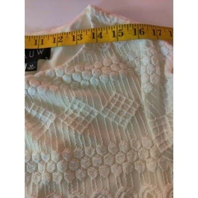 AUW Lace Long Sleeve Sheath Dress Scoop Neck Cream Womens Size Medium - Thumbnail 6