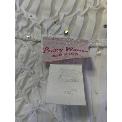 Pretty Woman White Mesh Sequins Rhinestones Jacket Top Set 1XL - Thumbnail 4