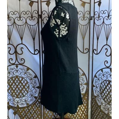 The Limited Womens Black Asymmetrical Sharkbite Ribbed Knit Tunic Top Small - Thumbnail 4