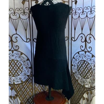 The Limited Womens Black Asymmetrical Sharkbite Ribbed Knit Tunic Top Small - Thumbnail 2