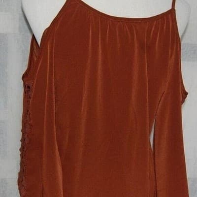 S Womens Va Va by Joy Han Brown Cold Shoulder Blouse - Thumbnail 4